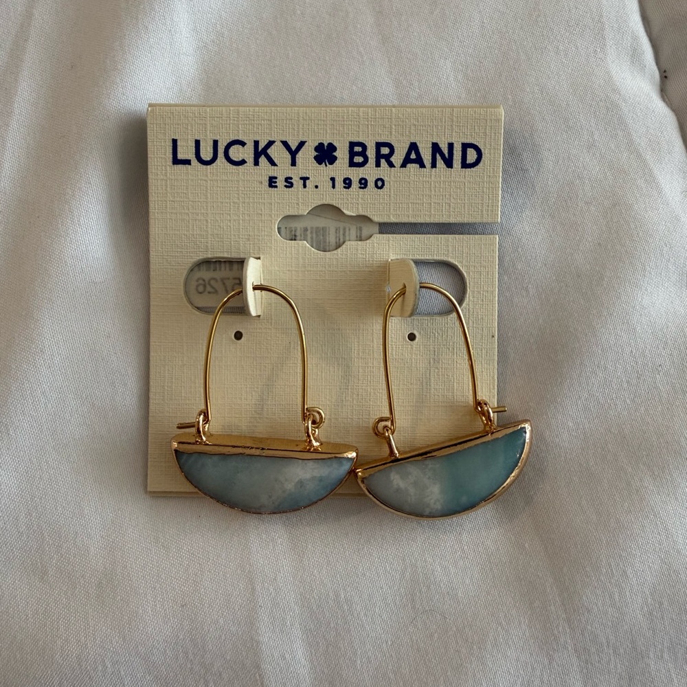 Lucky Brand Gold and Blue Semi-Precious Earrings